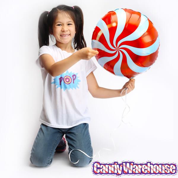 Ballon Bonbon Candy Swirl - rouge - 45 cm aluminium mylar helium