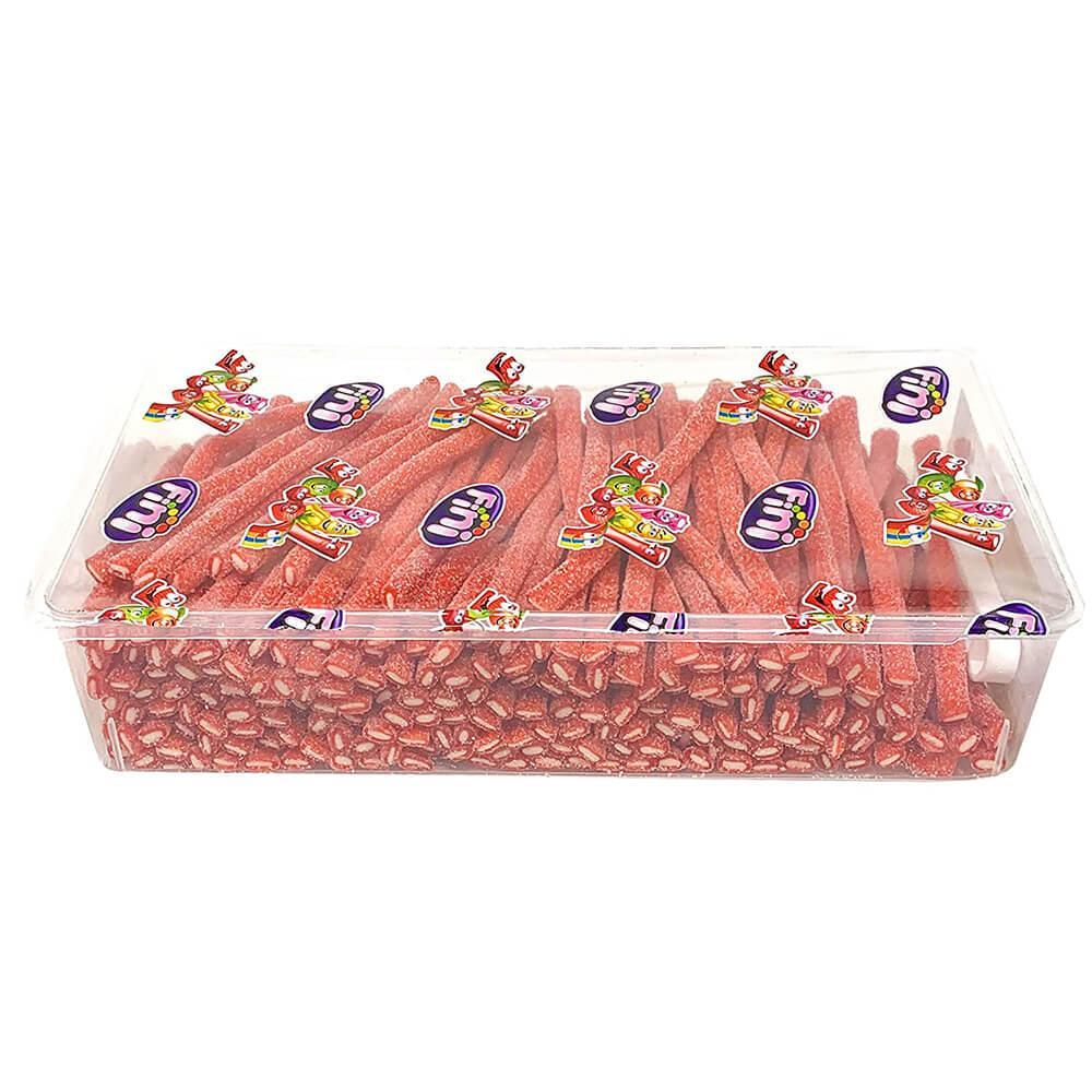 Fini Sour Strawberry Tuberoos: 200-Piece Tub | Candy Warehouse