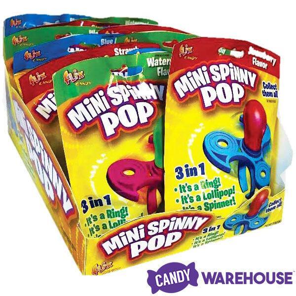 Flix Candy Mini Spinny Pops Fidget Spinner Lollipops on Rings: 12-Piece Box