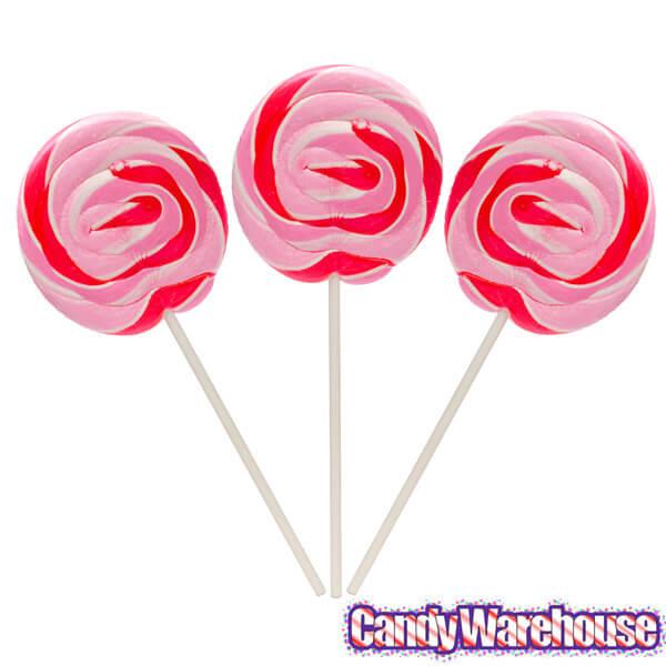 Pink Swirl Lollipop Suckers - 24 Individually Wrapped Pieces