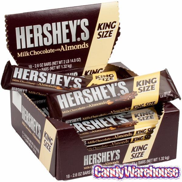 Hershey's Milk Chocolate with Almonds King Size Candy Bars: 18