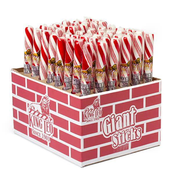 King Leo Jumbo Peppermint Candy Sticks 48 Piece Display Candy Warehouse 