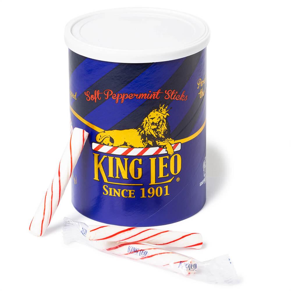 King Leo Soft Peppermint Candy Sticks: 40-Piece Tin | Candy Warehouse