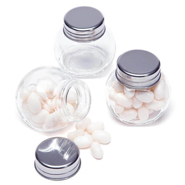 Personalized Metallics Collection Glass candy jars with silver screw top:  Fashioncraft