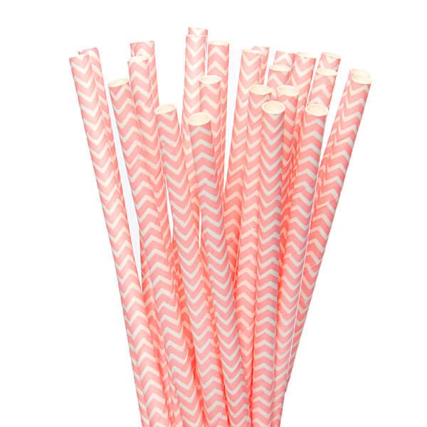 Pink Striped Paper Straws (25)