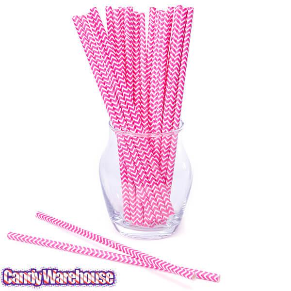 Straws Magenta Candy Striped