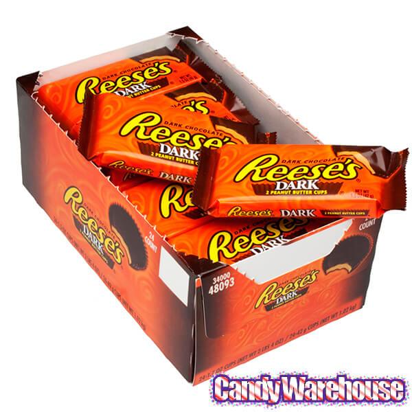 REESE'S Dark Chocolate Peanut Butter Cups, 33.6 oz box, 24 pack