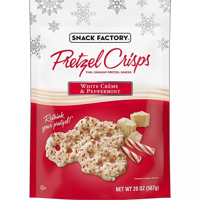 Snack Factory White Creme &amp; Peppermint Covered Pretzels: 20-Ounce Bag