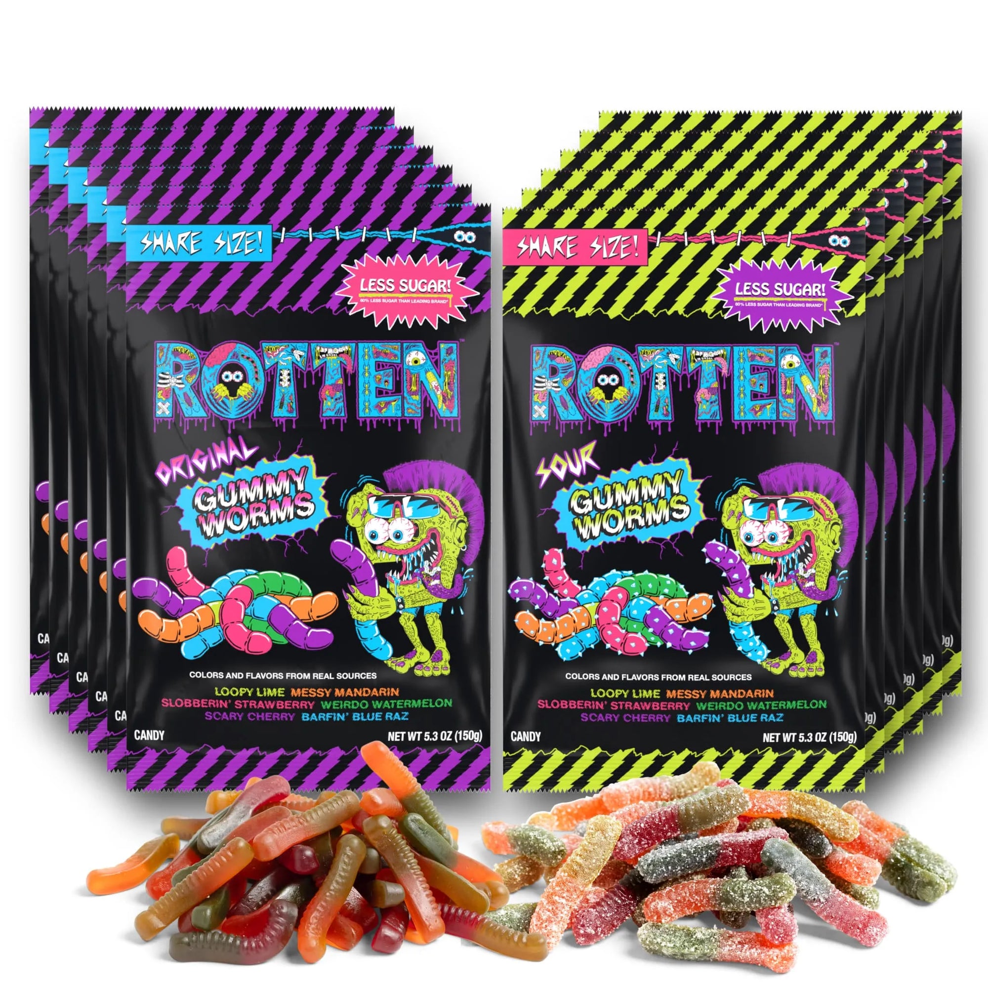 Rotten Gummy Worms: 5.3-Ounce Resealable Bags