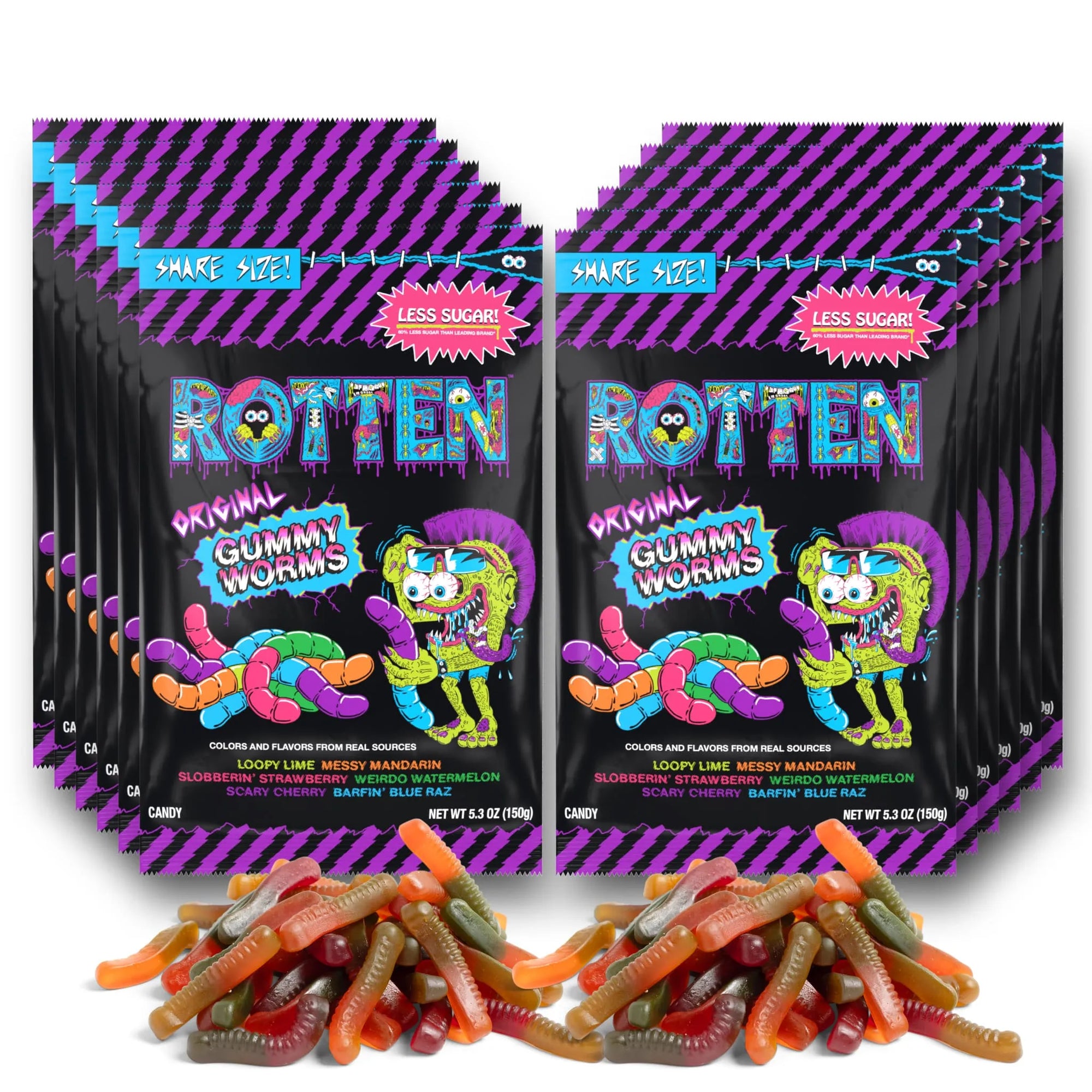 Rotten Gummy Worms: 5.3-Ounce Resealable Bags