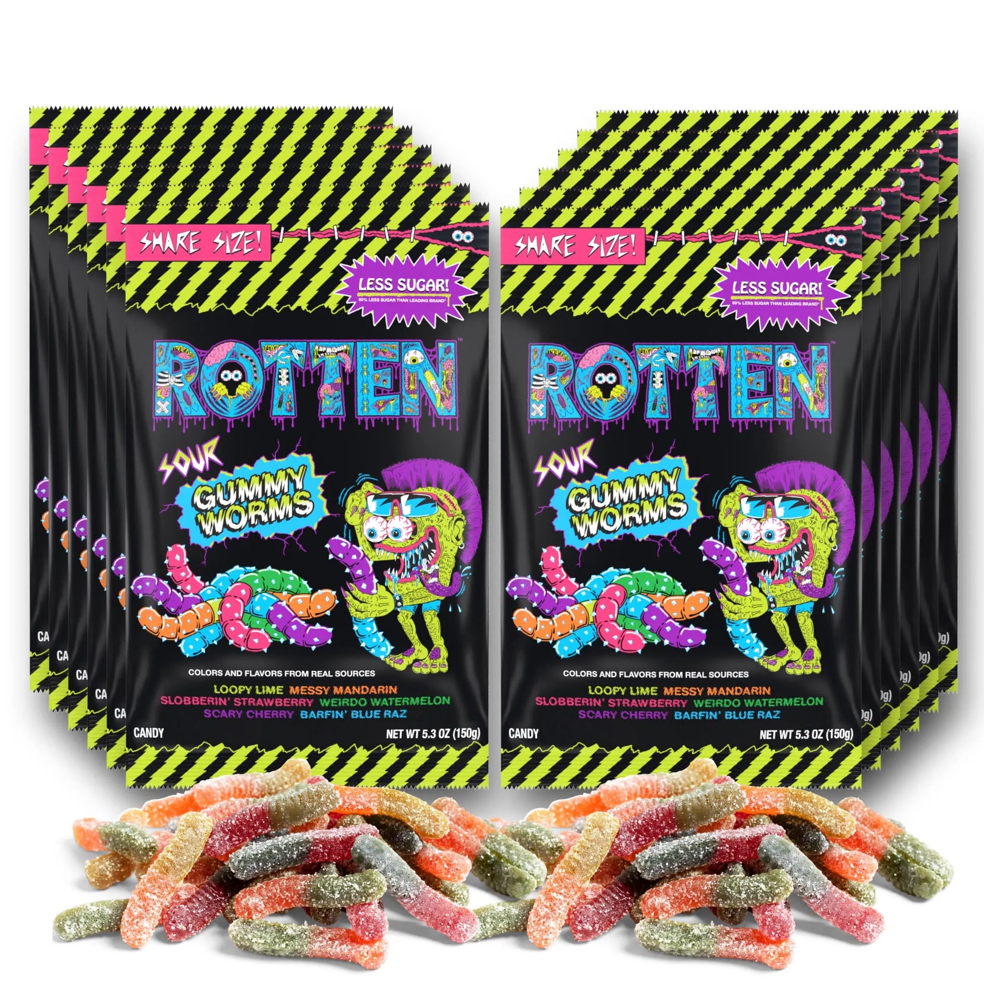 Rotten Gummy Worms: 5.3-Ounce Resealable Bags