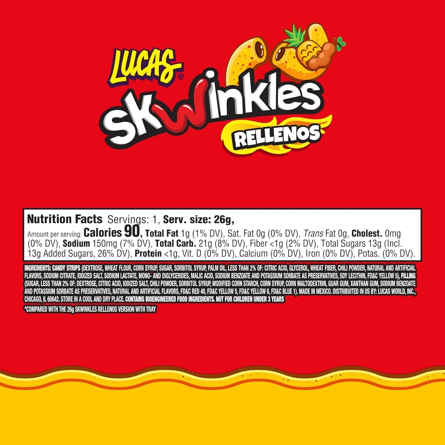 Lucas Skwinkles Rellenos Pina Pineapple Packs: 12-Piece Box