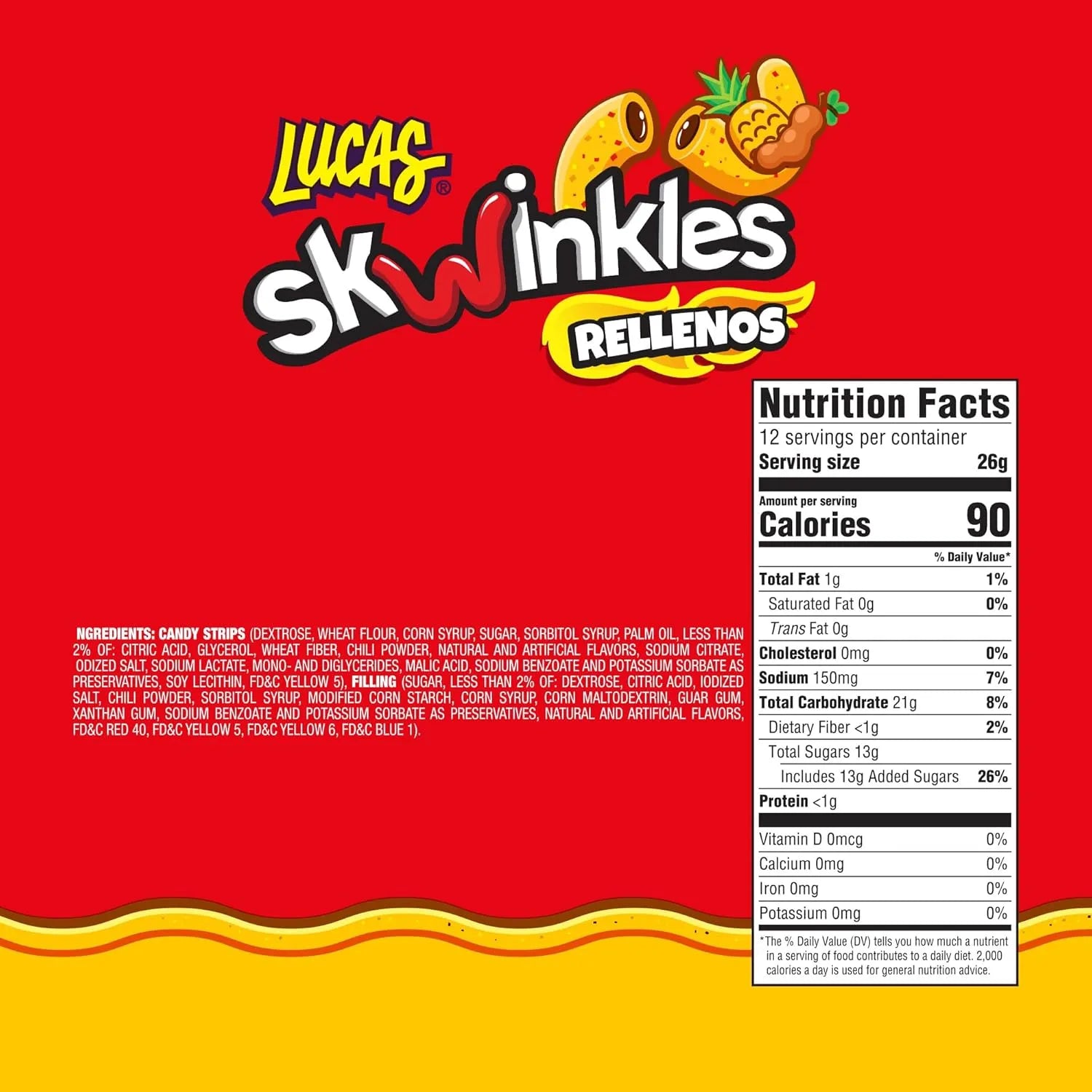 Lucas Skwinkles Rellenos Pina Pineapple Packs: 12-Piece Box