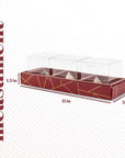 3 Square Shaped Clear Boxes With Rectangle Tray Maroon 11" X 3.9" X 1.3" Pack of 12