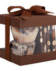 Clear Plastic Gift Boxes Brown 4X4X4" 6 Pack Bakery Boxes With Base Lid & Ribbon