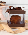 Clear Plastic Gift Boxes Brown 4X4X4" 12 Pack Bakery Boxes With Base Lid & Ribbon