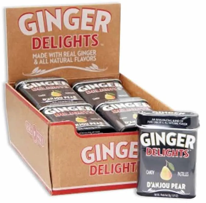 Ginger Delights D'Anjou Pear Candy Pastilles Tin: 12-Piece Box