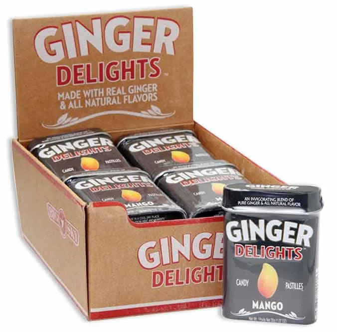 Ginger Delights Mango Candy Pastilles Tin: 12-Piece Box