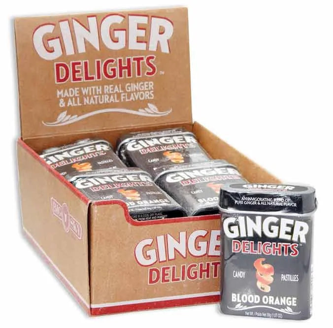 Ginger Delights Blood Orange Candy Pastilles Tin: 12-Piece Box