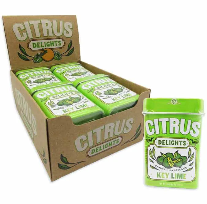 Citrus Delights Key Lime Candy Pastilles Tins: 12-Piece Box