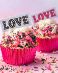 Sprinkle Pop Pink & Black Marquee Love Edible Cupcake Toppers