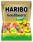 Haribo Gold-Bears Sour Gummy Bears Peg Bags: 3.3LB Case