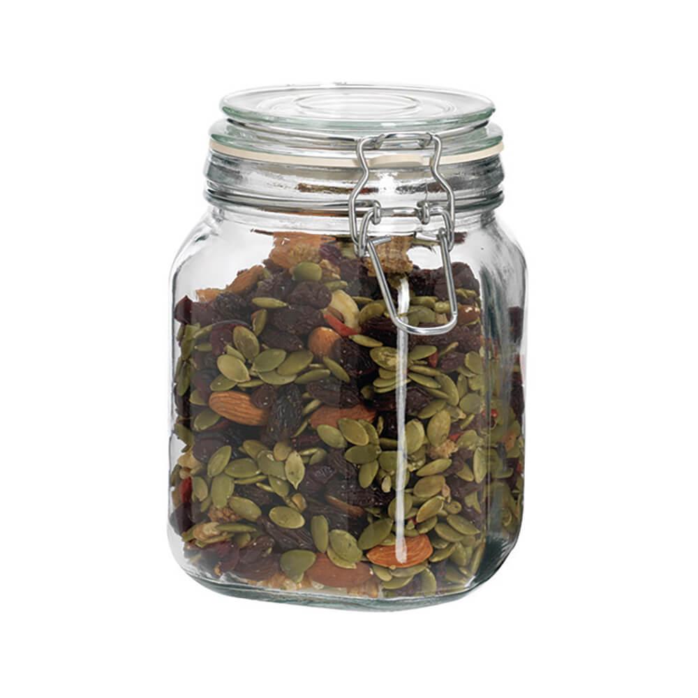 38-Ounce Hermes Glass Jar with Clamp Top Lid - Candy Warehouse