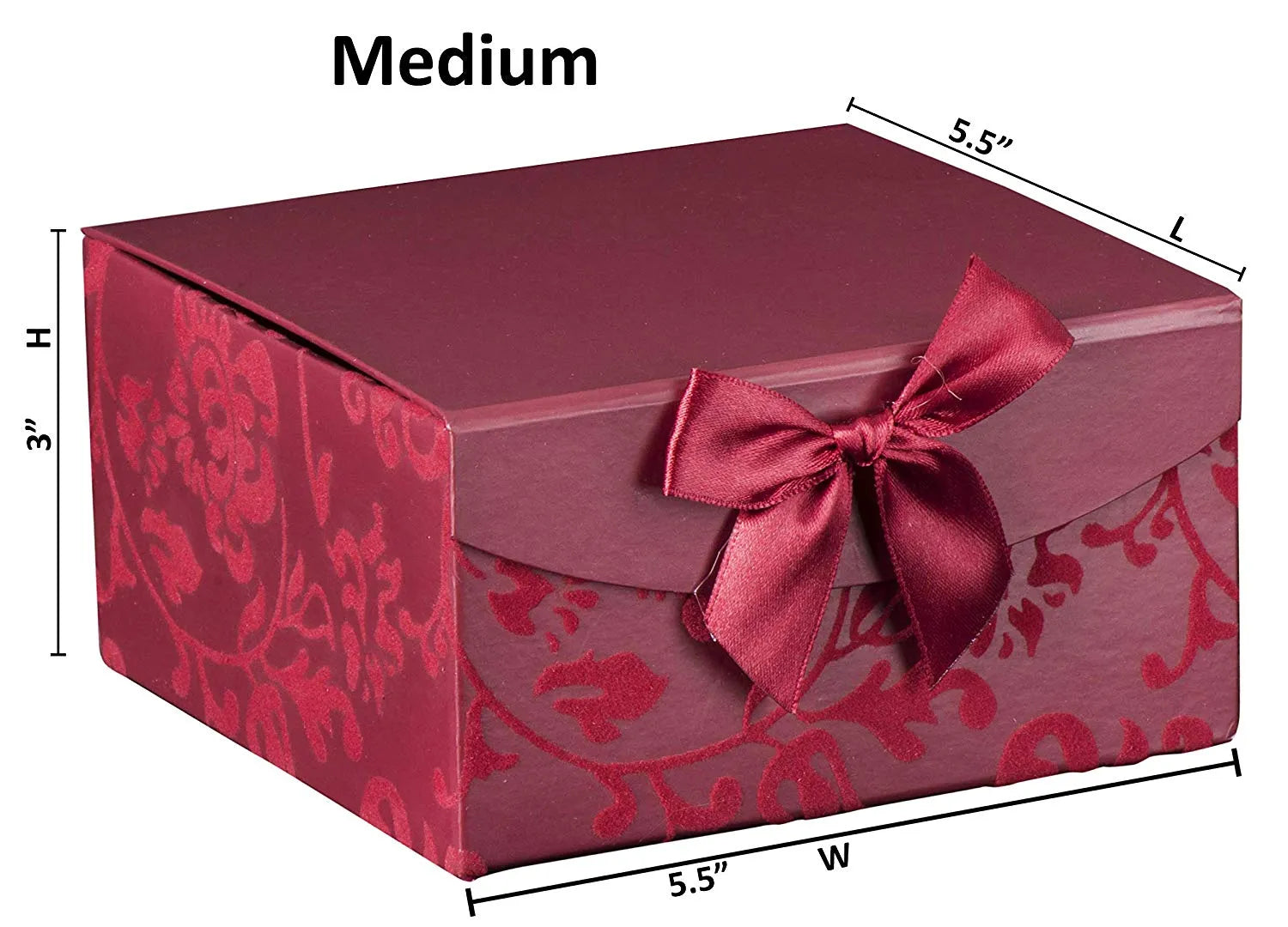 Burgundy Small Swirl Nesting Elegant Christmas Gift Boxes Set of 6