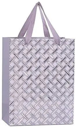 Premium Gift Bags 24 Pack Silver 9X7X4"