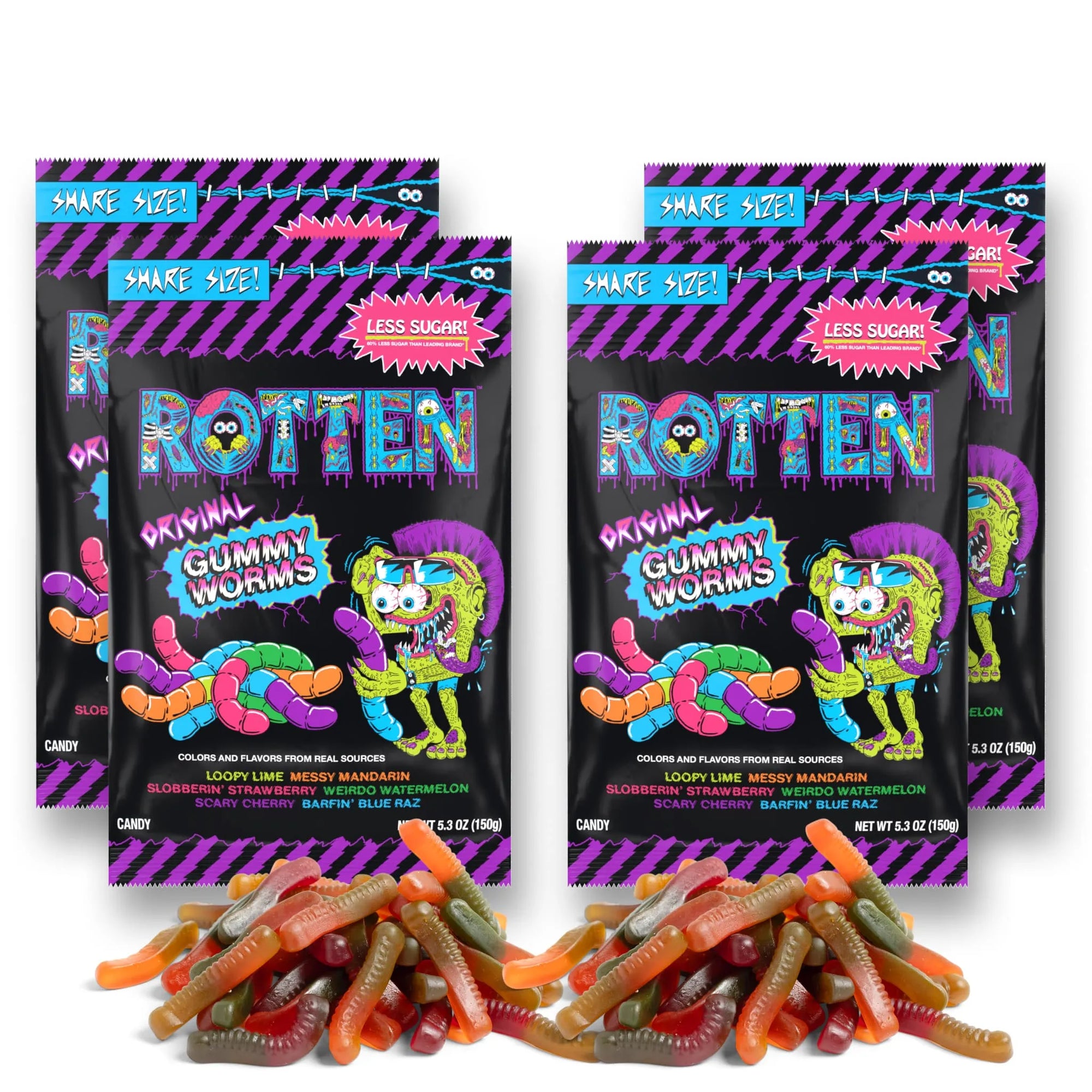 Rotten Gummy Worms: 5.3-Ounce Resealable Bags