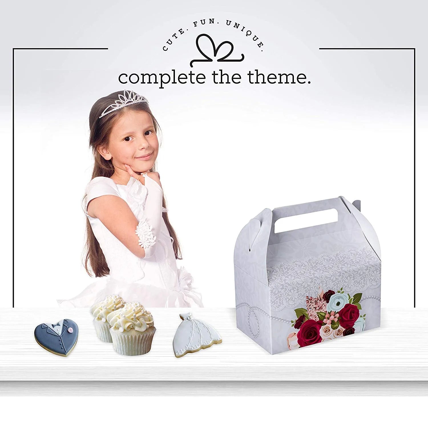 Paper Treat Boxes Bridal 6.25" X 3.75" X 3.5" 20 Pack