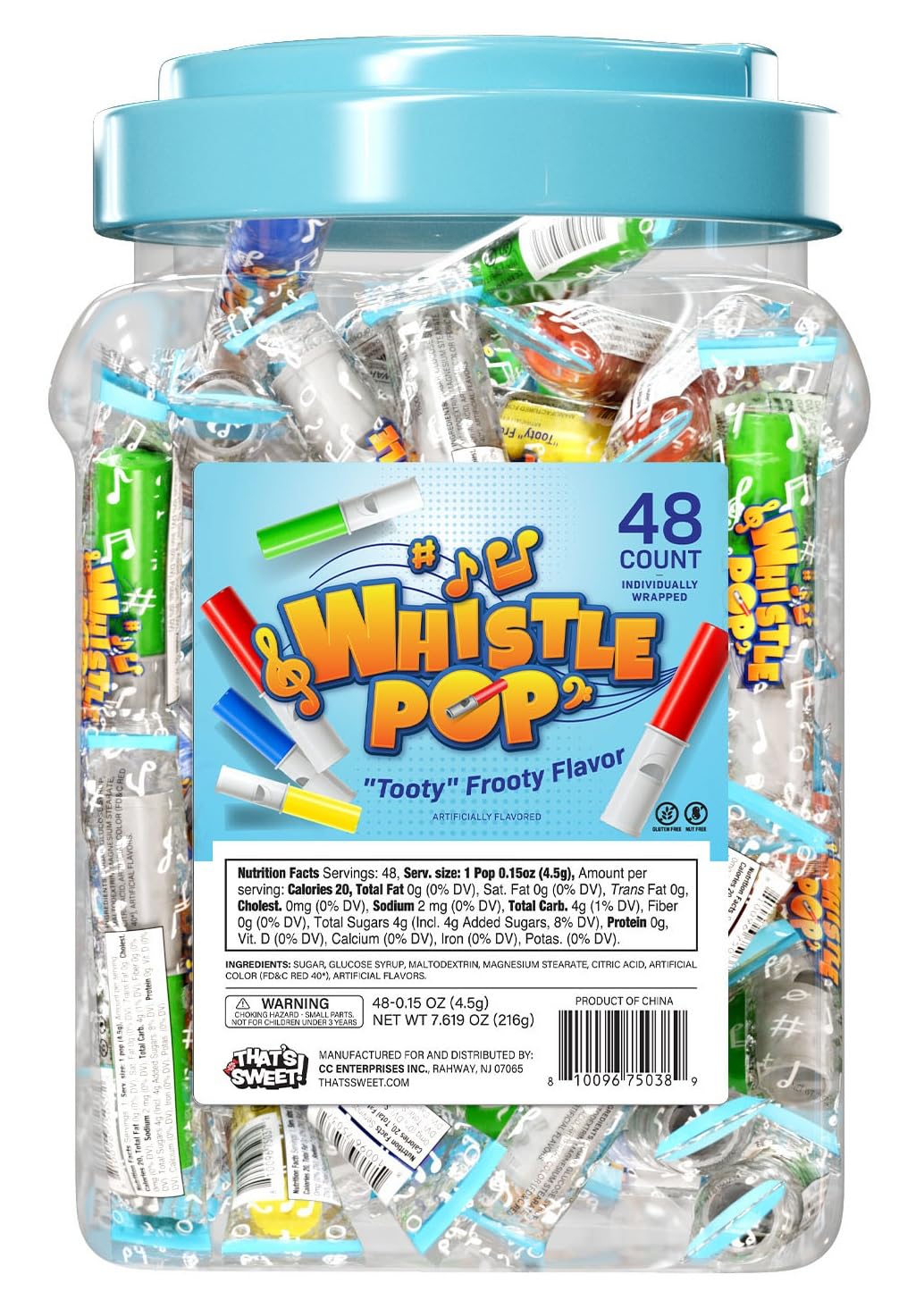 Whistle Pop Jar:48-Pack-Candy Warehouse