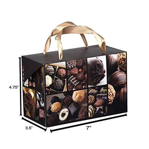 Chocolate Design Paper Gift Bag Box 12 Pack 7X3.5X4.75"