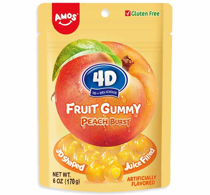 Amos 4D Gummy Peach Burst: 12-Piece Case