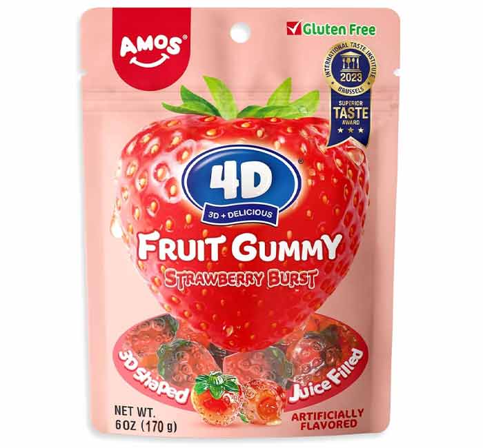 Amos 4D Gummy Strawberry Burst: 12-Piece Case