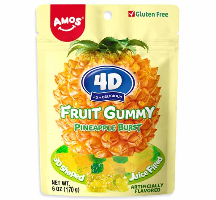 Amos 4D Gummy Pineapple Burst: 12-Piece Case