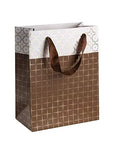 Small Box Design Foil Stamped 9"X 7"X 4" Brown Gift Bags Set 24 Pack