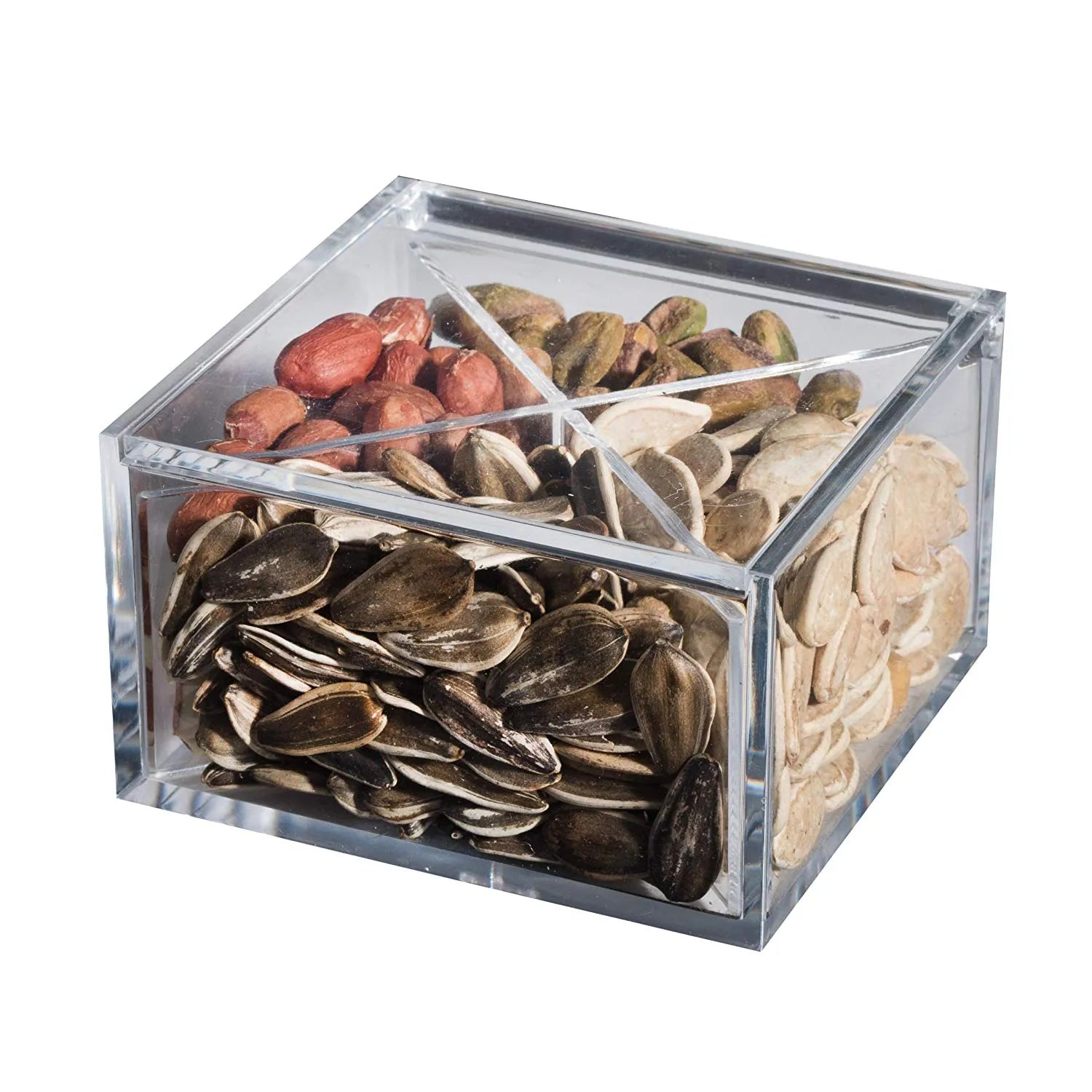 Clear Acrylic Boxes 4 sections 3.94"X3.94"X2.36" 4 Pack