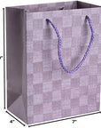 Checkered Gift Bags 9"X 7"X 4" Purple Set 24