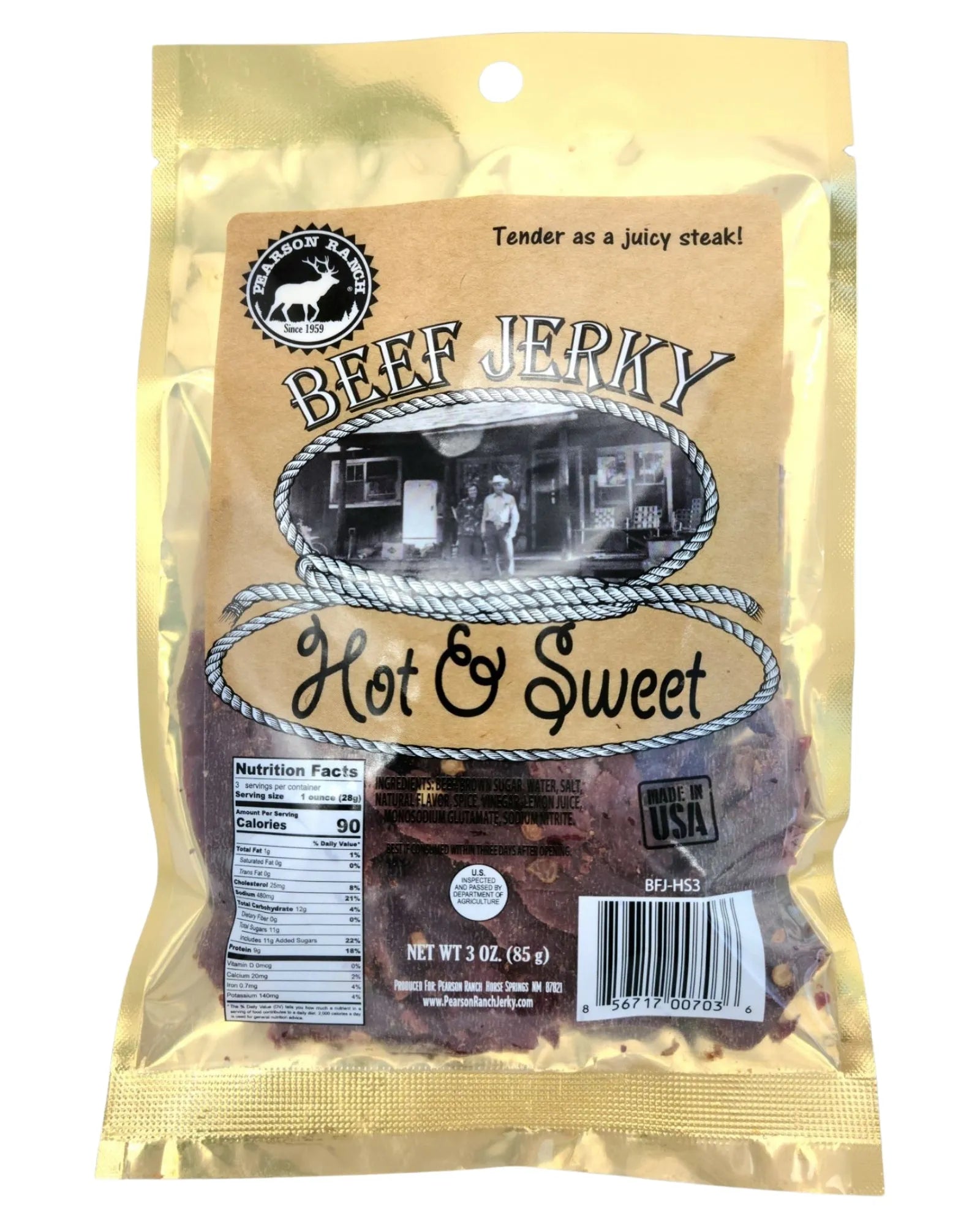 Pearson Ranch Jerky Hot & Sweet Beef Jerky - 3 oz