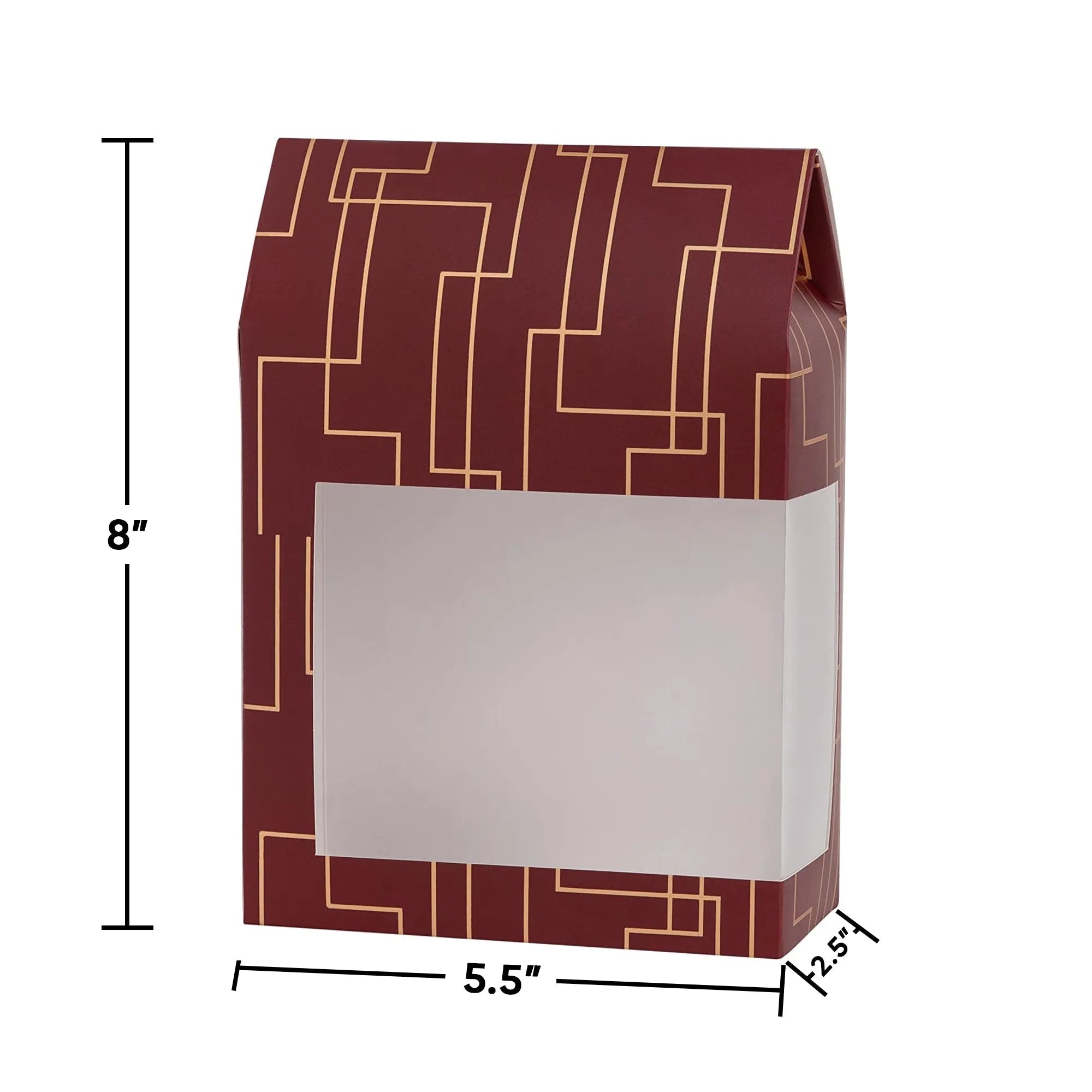 Tall Paper Boxes With Window Red 8X5.5X2.5 Gift Boxes 16 Pack