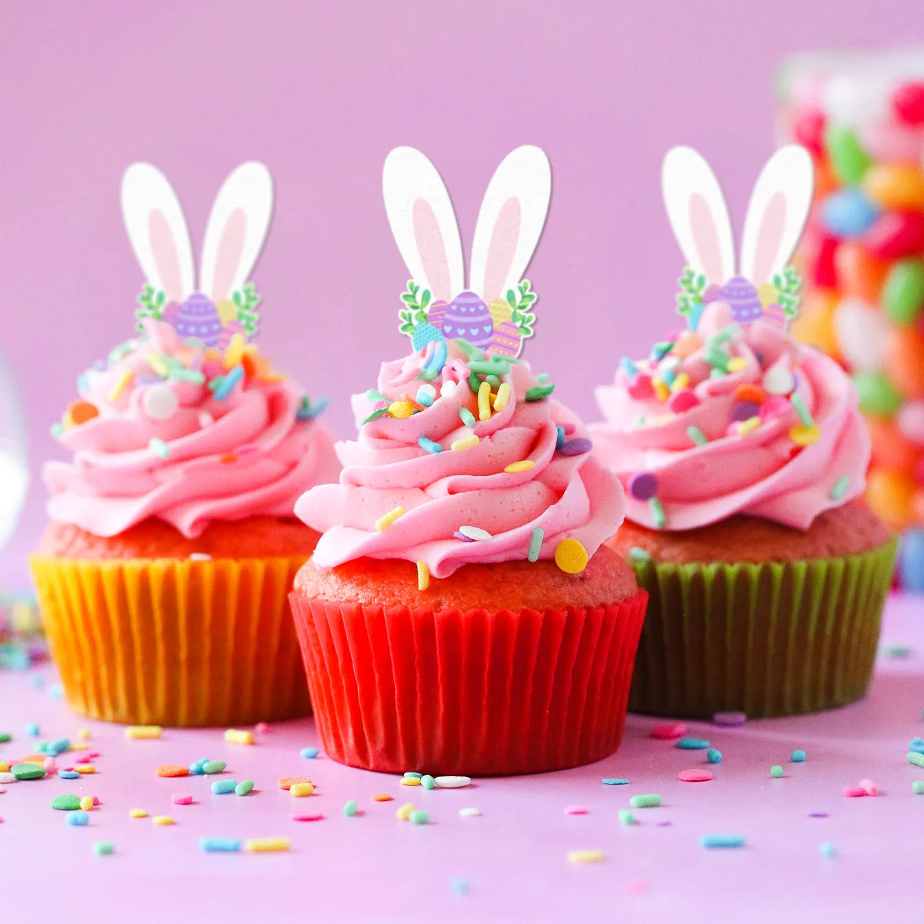 Sprinkle Pop Bunny Ear (Egg Crown) Edible Cupcake Toppers