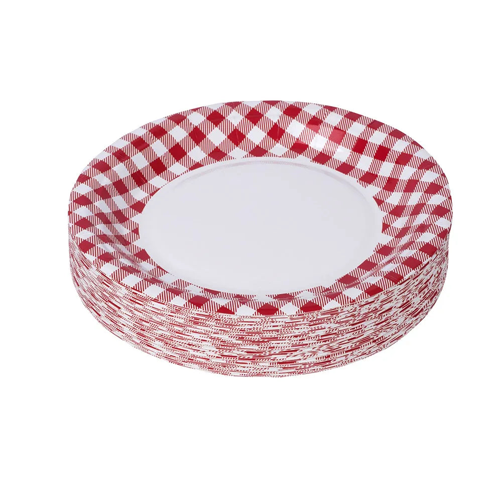 Picnic Themed 9" Disposable Round Paper Plates 100 Pack