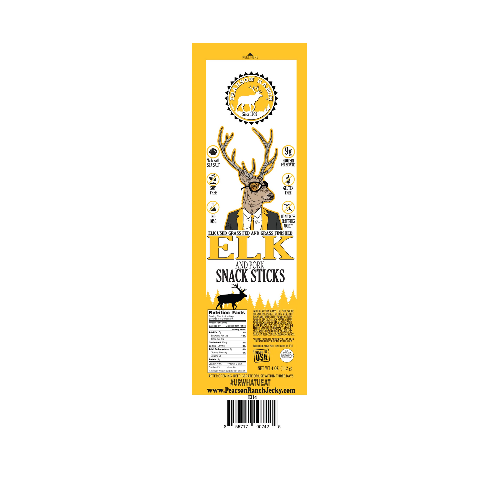 Pearson Ranch Jerky Elk Hickory Smoked Snack Stick Multipack