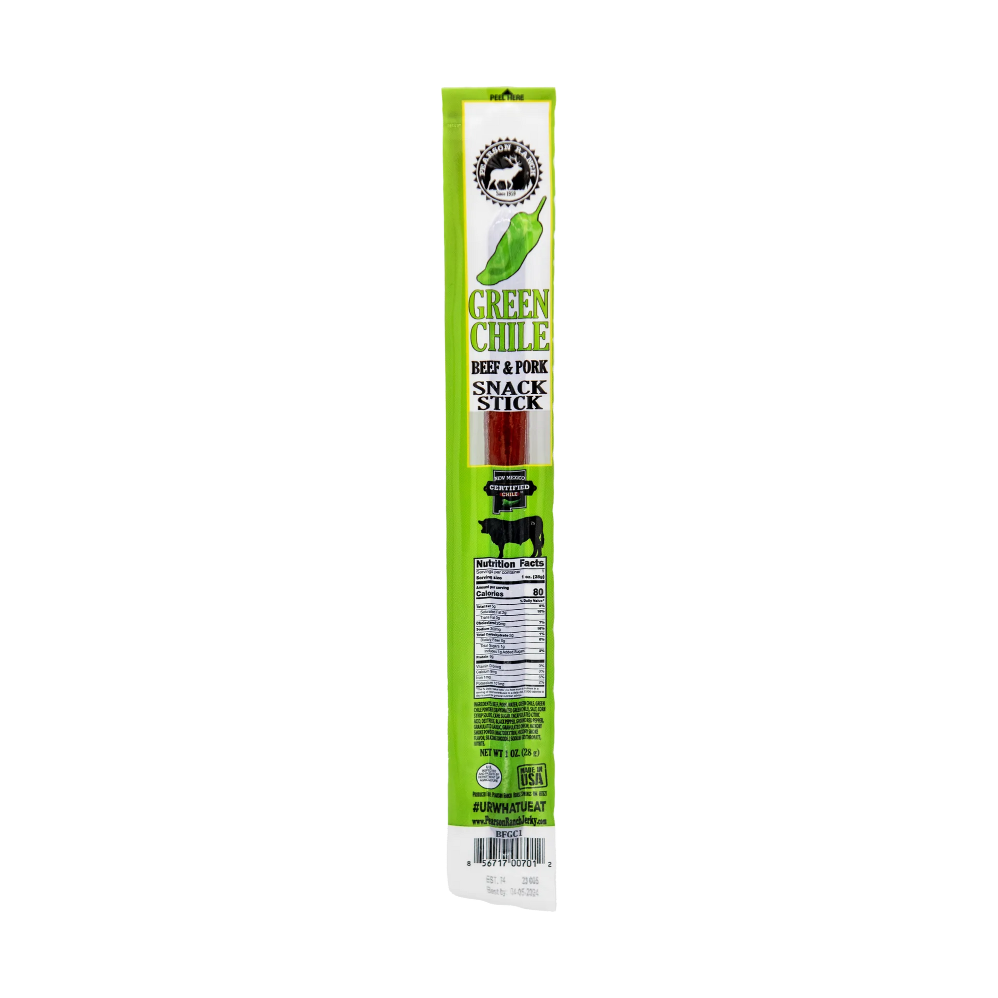 Pearson Ranch Jerky Green Chile Beef & Pork Snack Stick