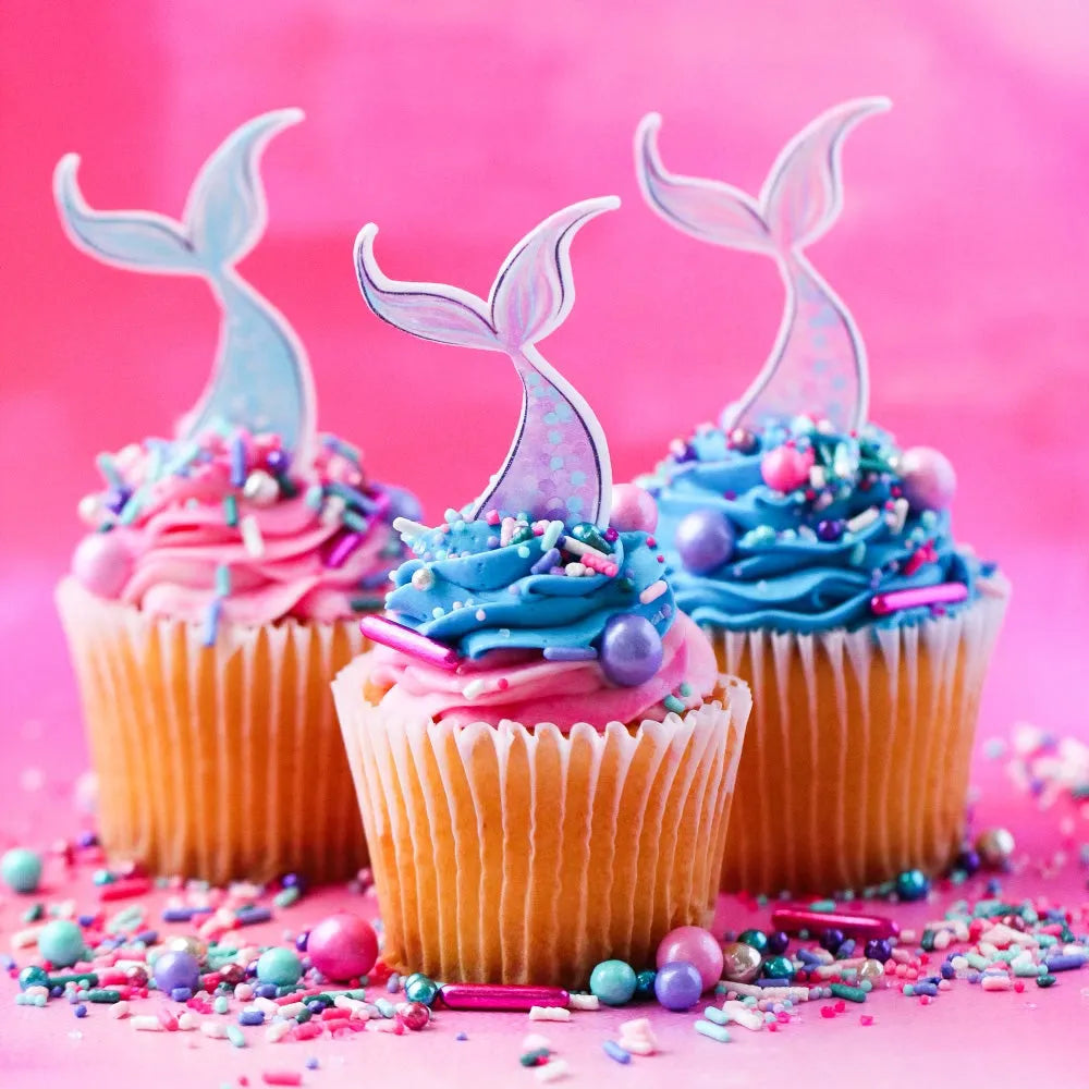 Sprinkle Pop Mermaid Tails Edible Cupcake Toppers