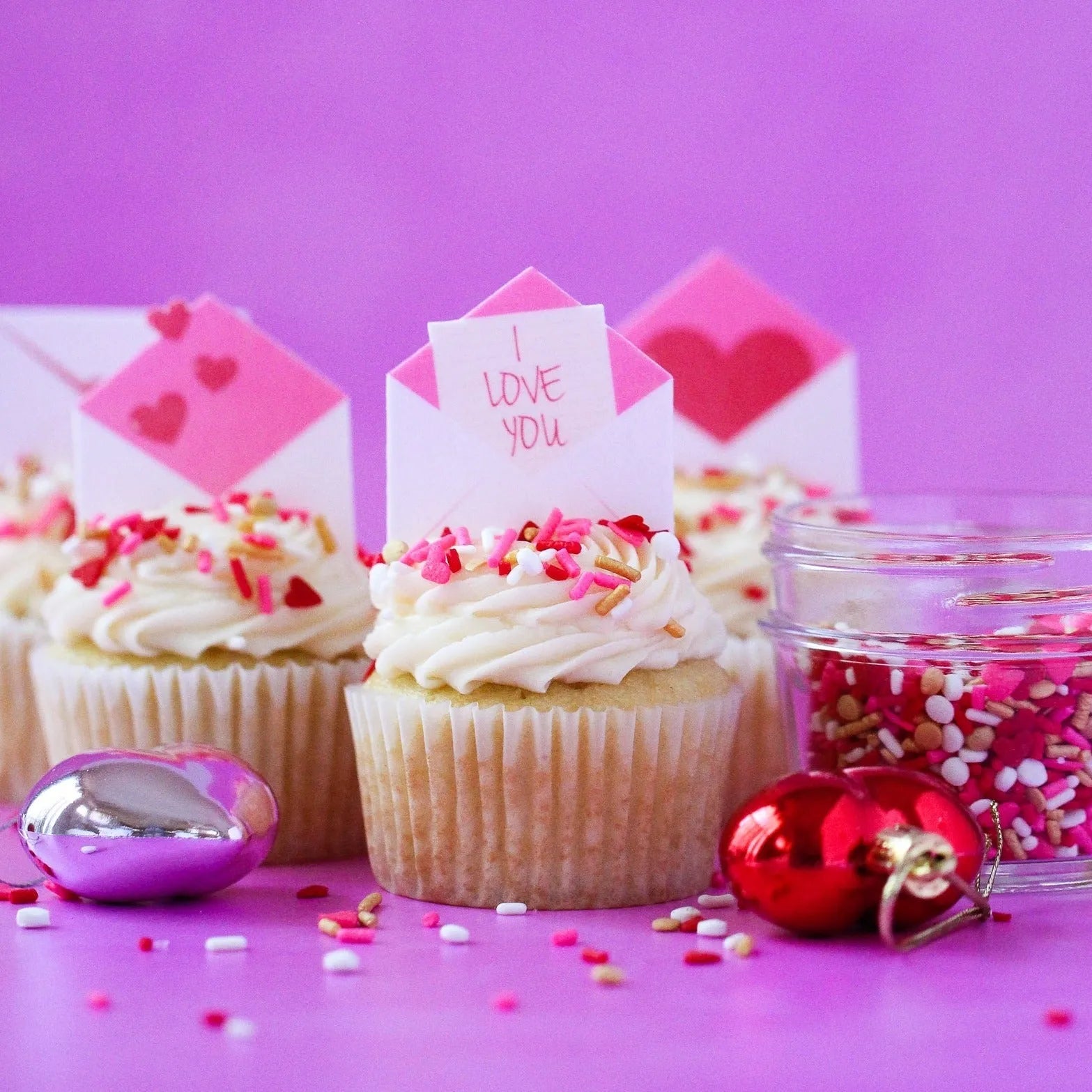 Sprinkle Pop Love Letters Edible Cupcake Toppers