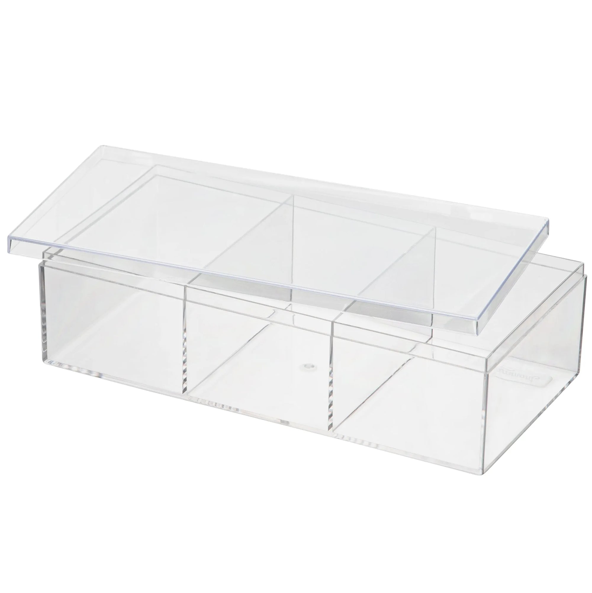 Clear Acrylic Boxes 7.5"X3.75"X2" Three Sectional 8 Pack