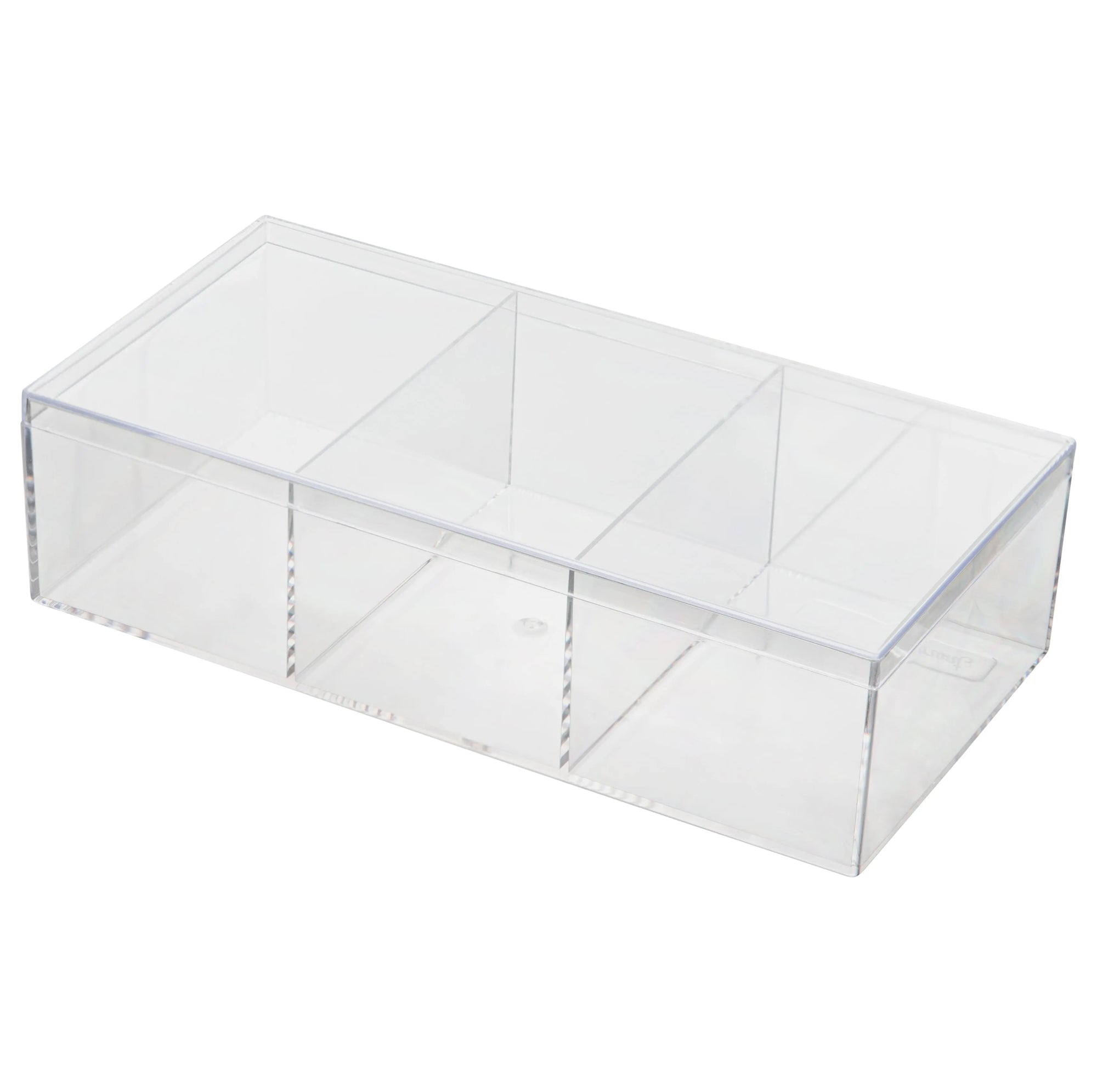 Clear Acrylic Boxes 7.5"X3.75"X2" Three Sectional 8 Pack