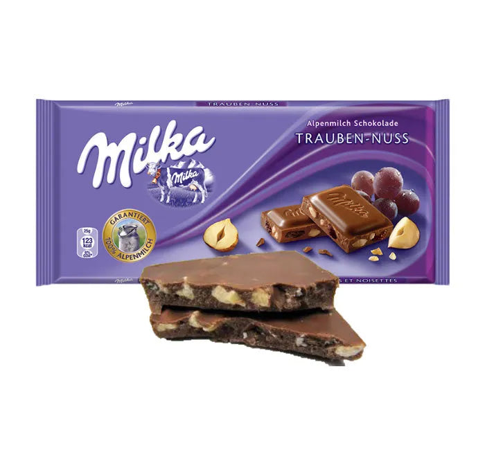 Milka Raisins & Nuts Chocolate Bars: 22-Piece Box